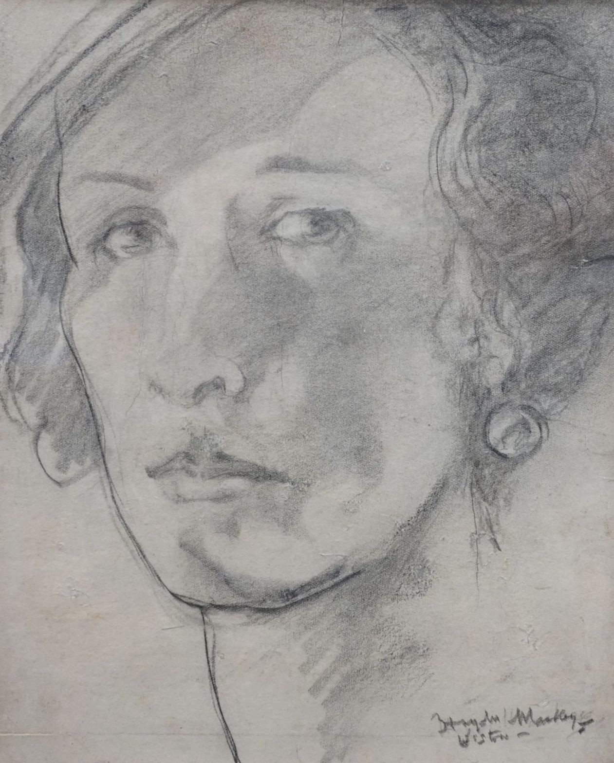 Haydn Reynolds Mackey (1881-1979), pencil on paper, Portrait of a woman, signe,d, 24 x 20cm